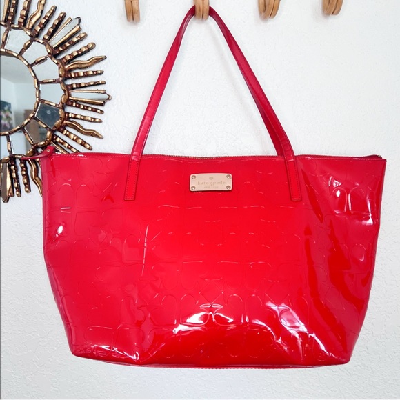 Kate Spade Large Chili Red Patent Sophie Tote Shoulder Bag - Picture 2 of 11